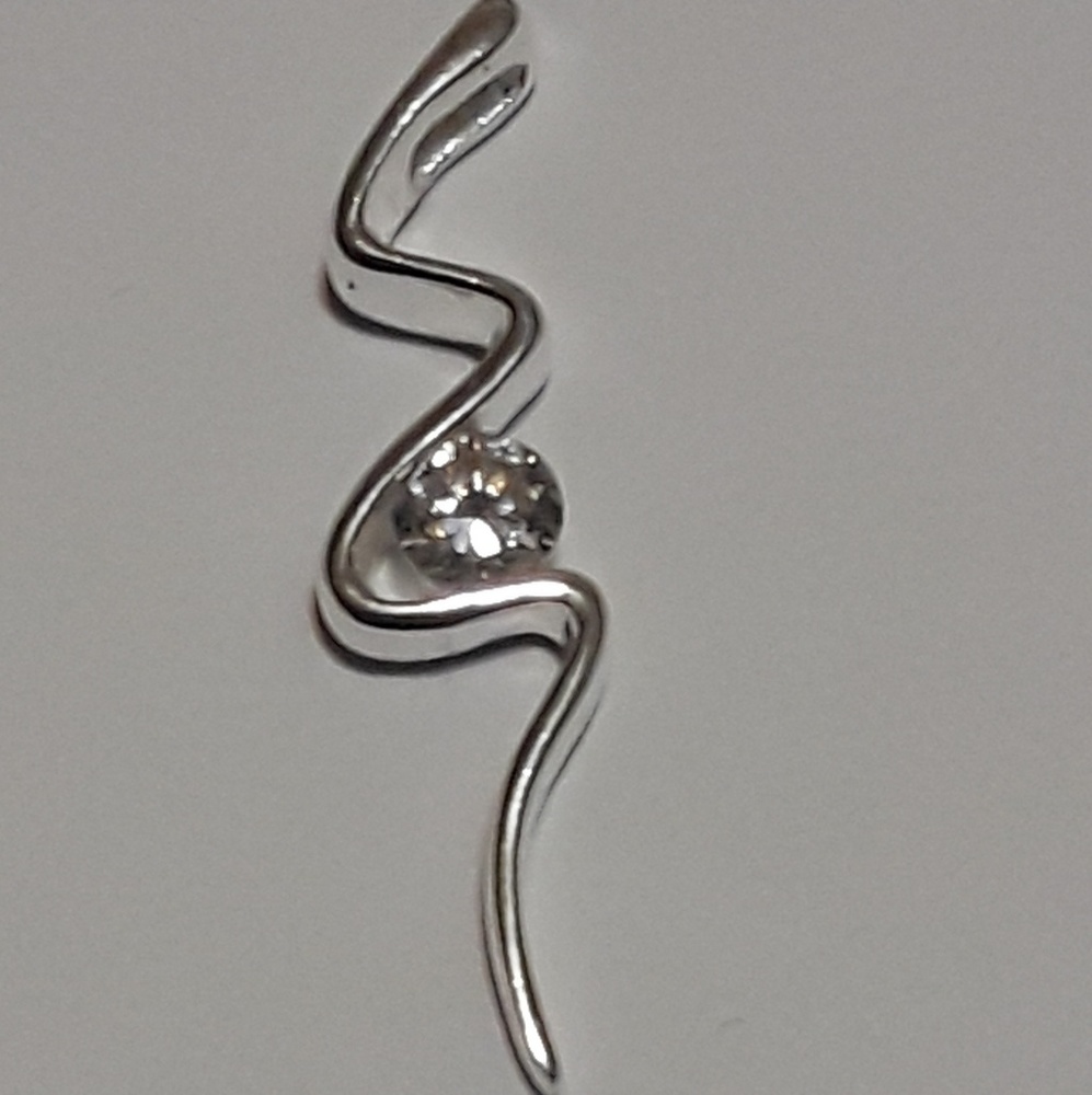 New Sterling Silver CZ Chain Slide Pendant